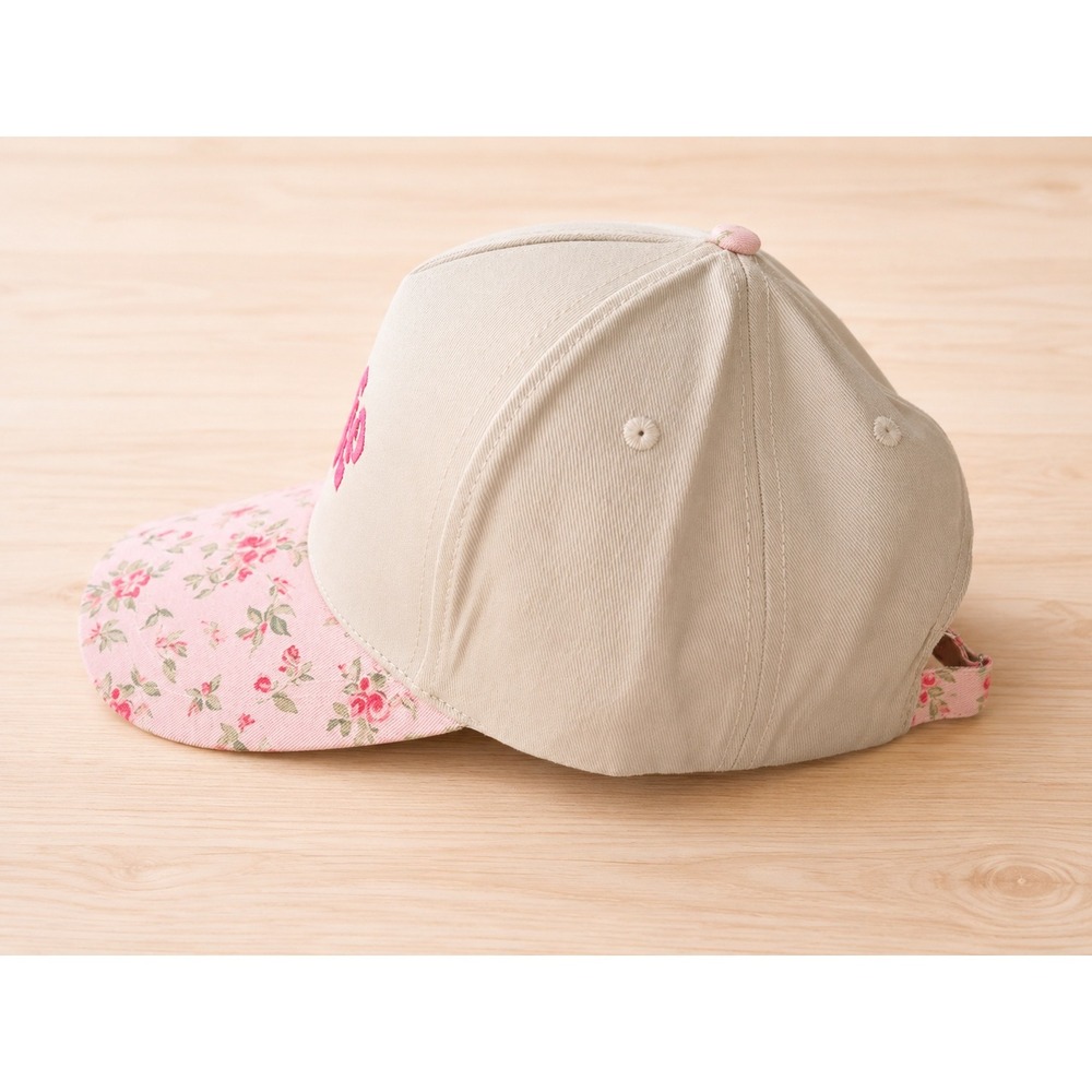 Game Day Floral Baseball Cap Pink Embroidered Adjustable Hat New - Picture 2 of 3
